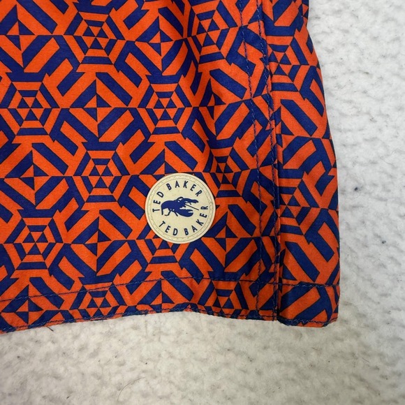 Ted Baker Swim Trunks Shorts Mens 2XL Orange Geometric Lobster Drawstring Lined - Picture 4 of 8